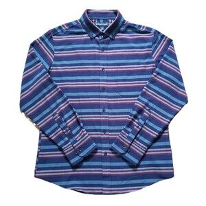 Mizzen + Main Striped Size Large TRIM Mens Long Sleeve Button Down Shirt Casual